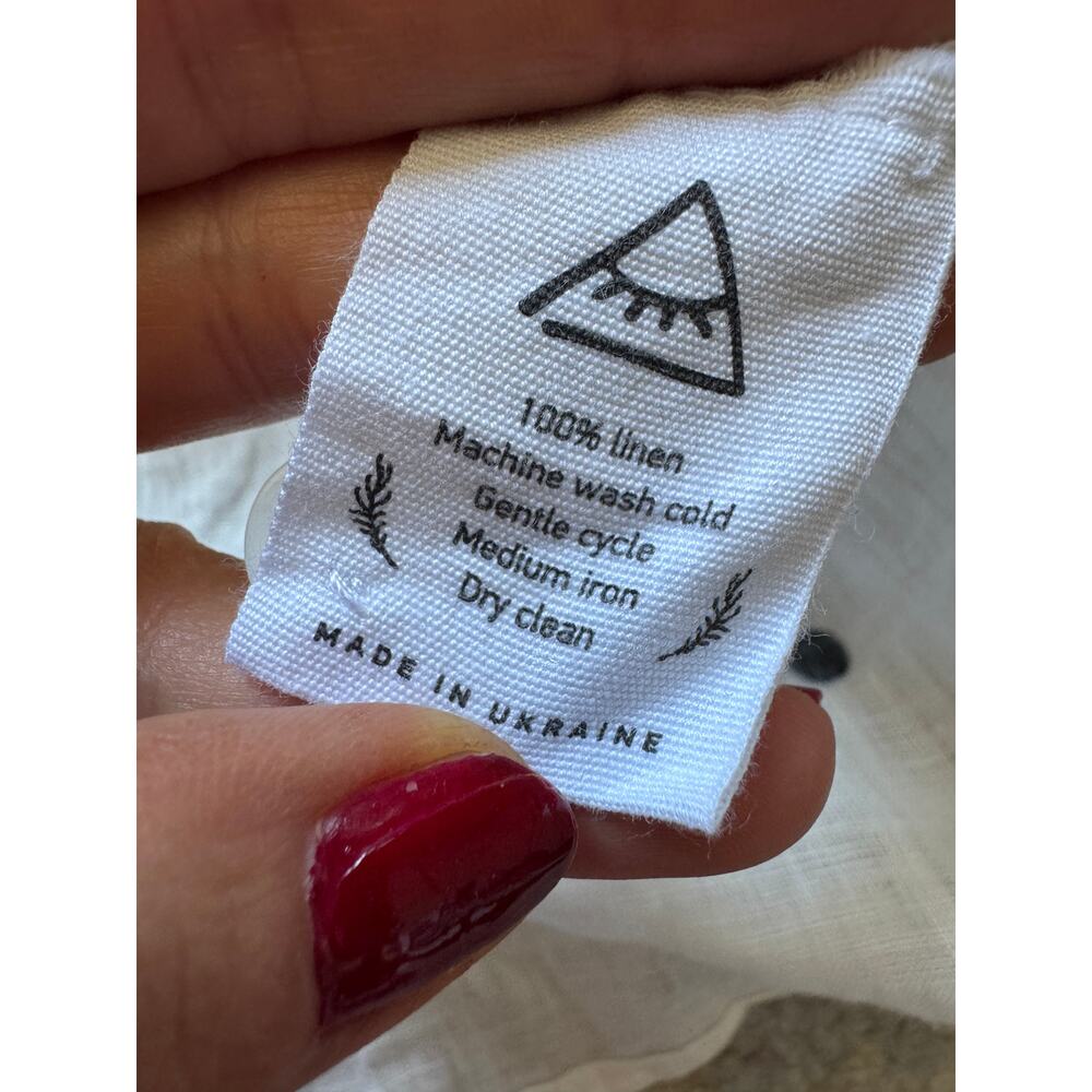 Sleeper White Linen Shift Dress with Black Dot Print - Picture 5 of 5